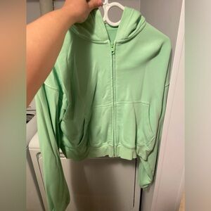 Aritzia Green Zip Up Hoodie